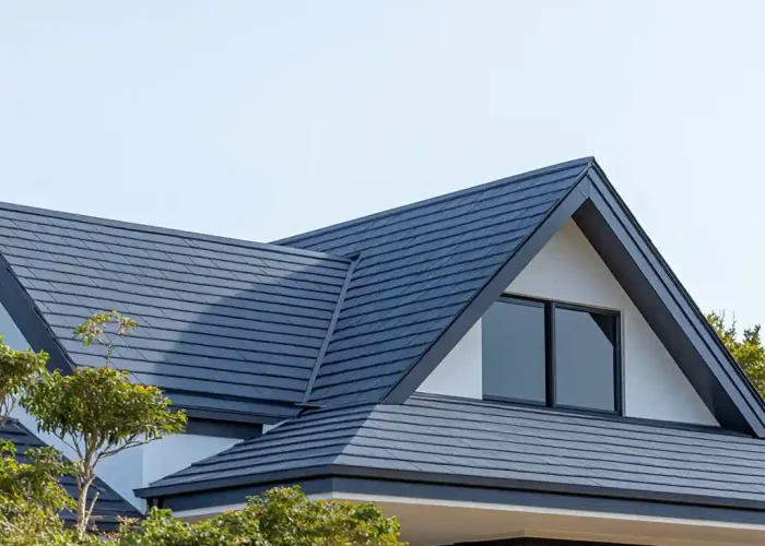 Commercial roofing contractors working on a flat roof