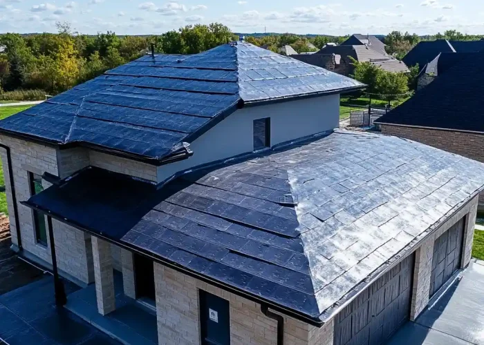 Roofing specialist securing shingles on a sloped roof